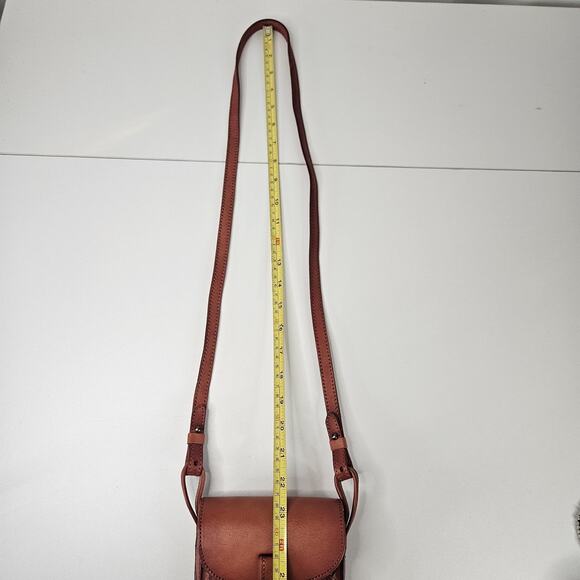 Montana West Genuine Leather Whipstitch Crossbody Micro Bag Red Leather Western - Picture 11 of 11